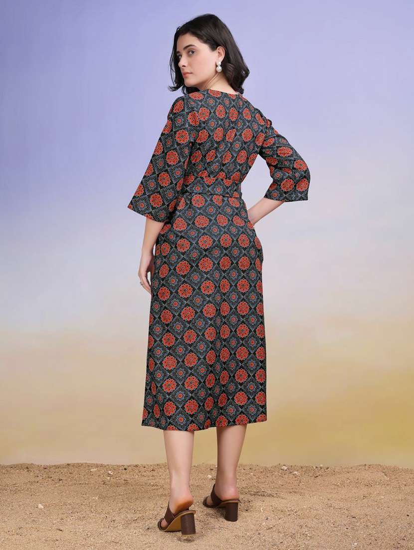 women printed v neck a-line dress - 22541234 -  Standard Image - 4
