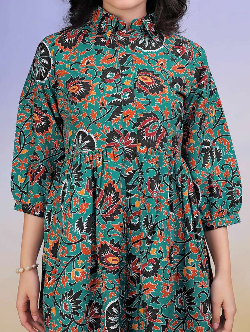 women printed collared fit and flare dress - 22541239 -  Standard Image - 1
