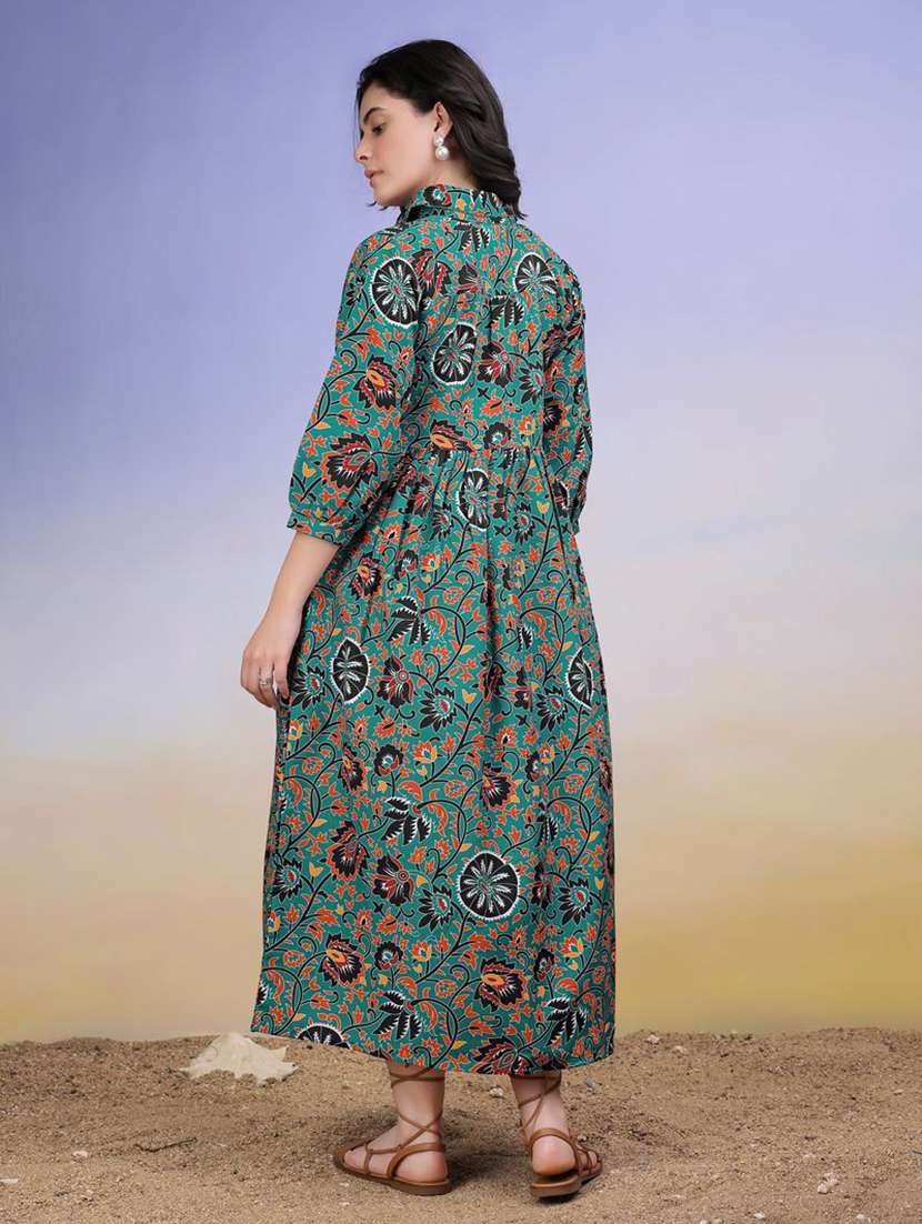 women printed collared fit and flare dress - 22541239 -  Standard Image - 4