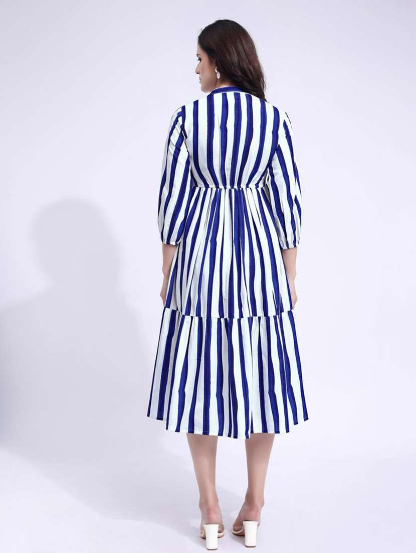 women printed mandarin neck tiered dress - 22541260 -  Standard Image - 4
