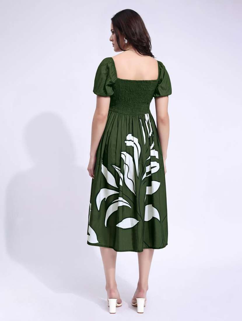 women printed square neck fit and flare dress - 22541265 -  Standard Image - 4