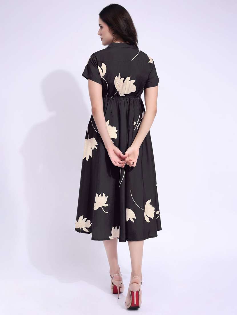 women printed collared fit and flare dress - 22541269 -  Standard Image - 4