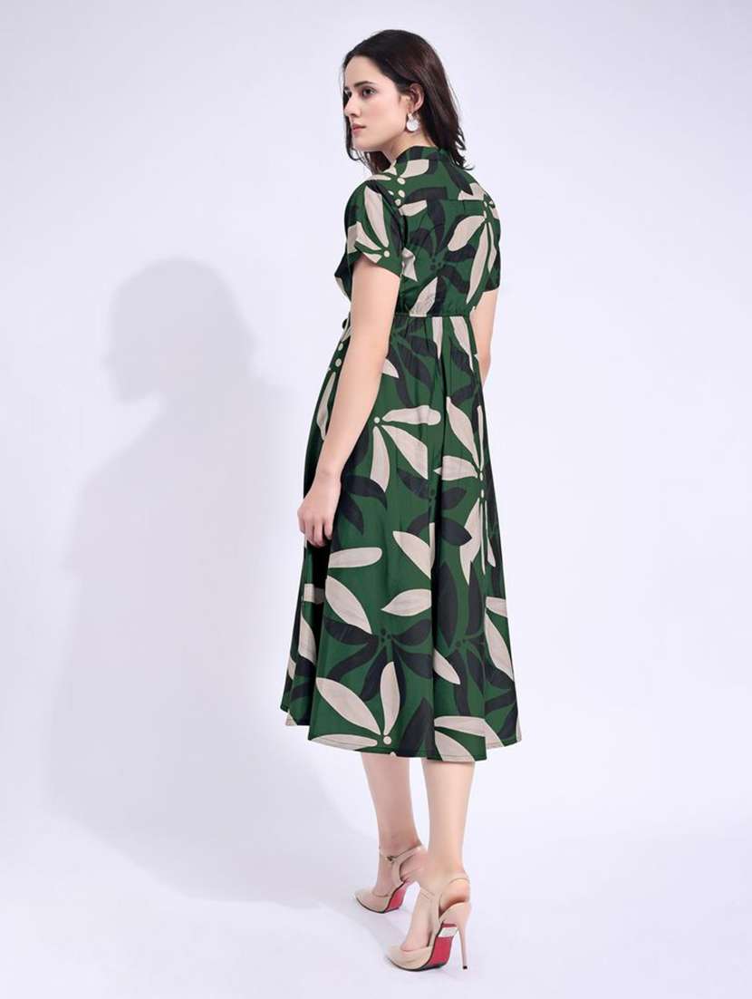 women printed collared fit and flare dress - 22541270 -  Standard Image - 4