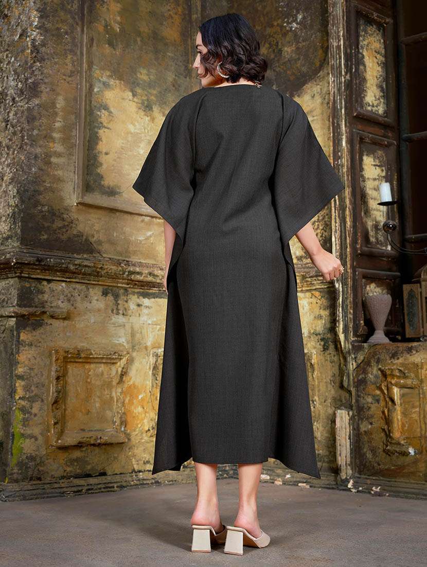 women solid kimono sleeve kaftan dress - 22541280 -  Standard Image - 4