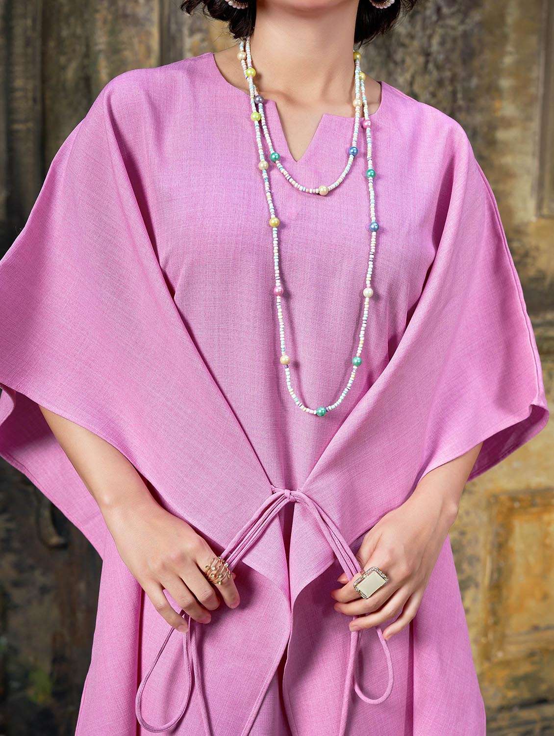 women solid kimono sleeve kaftan dress - 22541282 -  Standard Image - 1