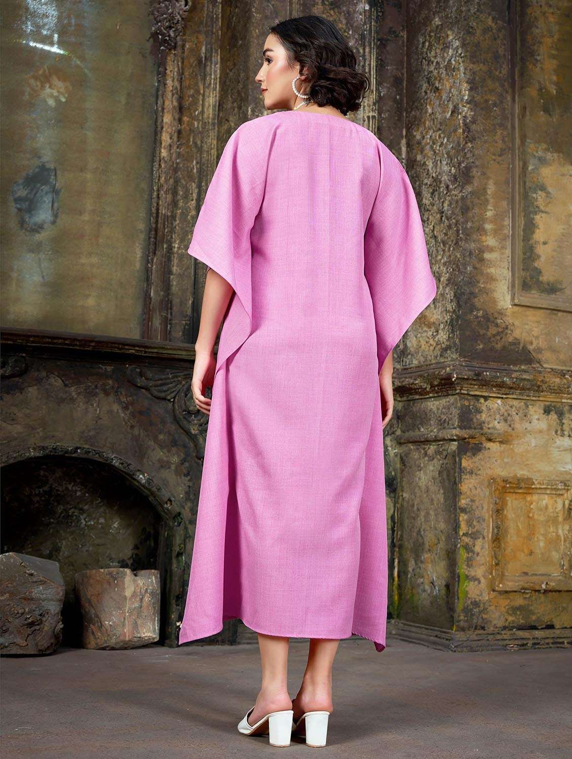 women solid kimono sleeve kaftan dress - 22541282 -  Standard Image - 4