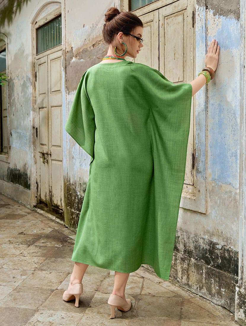 women solid kimono sleeve kaftan dress - 22541283 -  Standard Image - 4