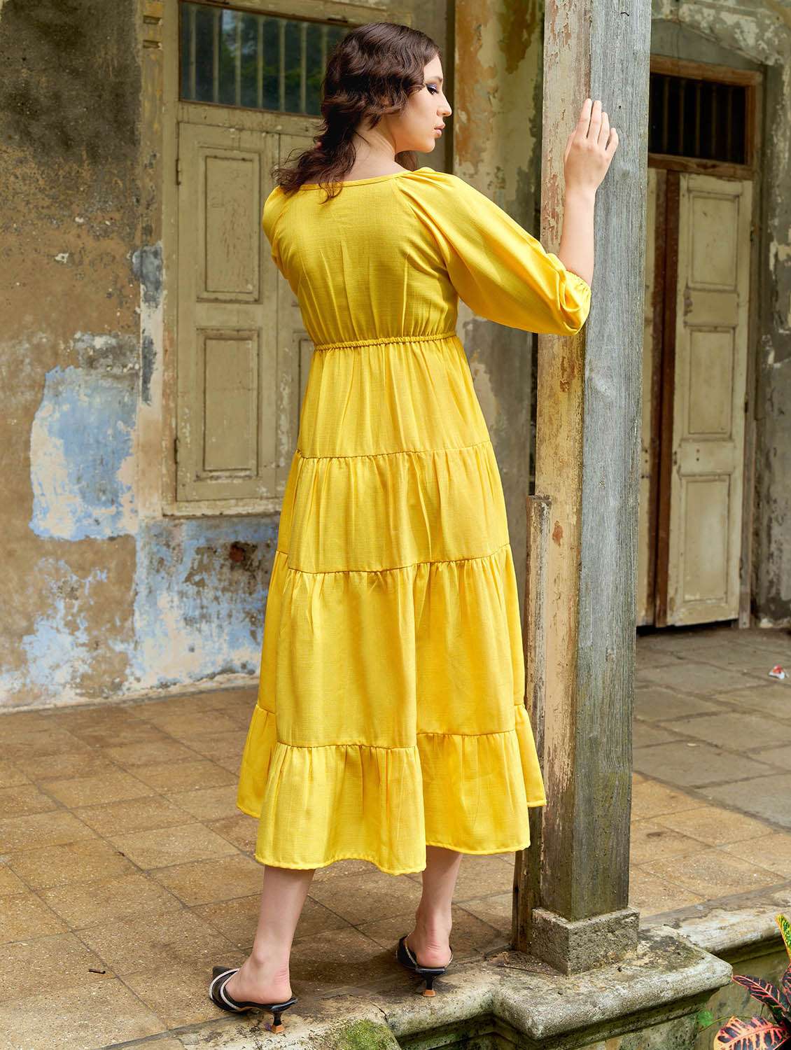 women embroidered notch neck tiered dress - 22541284 -  Standard Image - 4