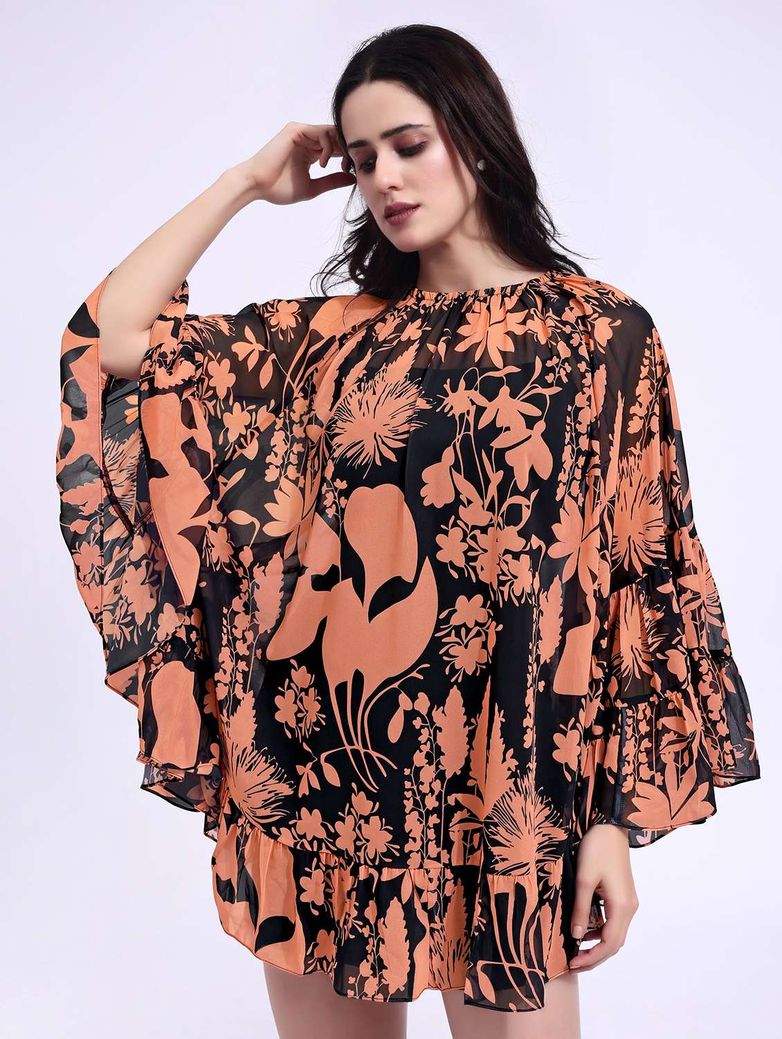 women printed round neck tiered dress - 22541307 -  Standard Image - 1