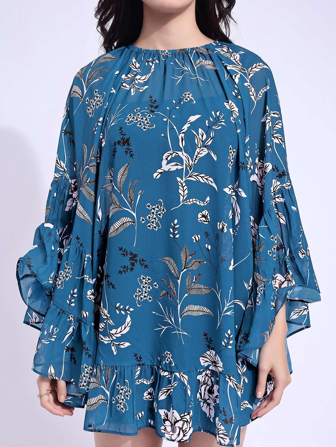 women printed round neck tiered dress - 22541308 -  Standard Image - 1