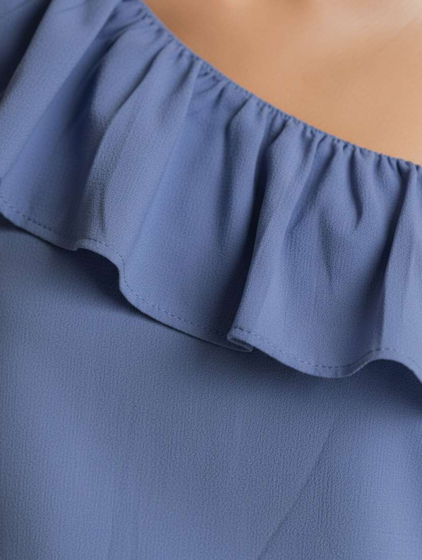 women solid asymmetric neck crop top - 22541309 -  Standard Image - 1