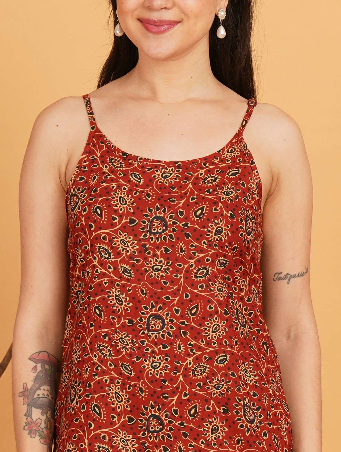 women printed shoulder strap straight kurti - 22541326 -  Standard Image - 1