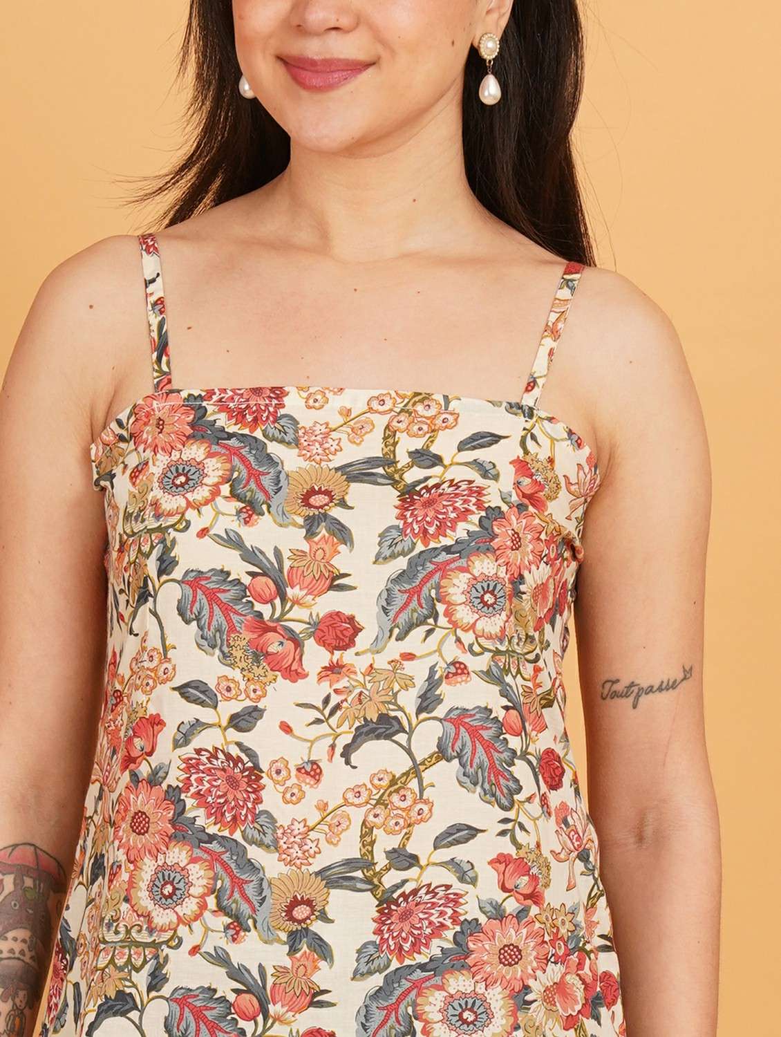 women printed shoulder strap straight kurti - 22541334 -  Standard Image - 1
