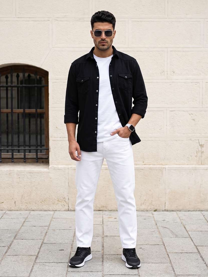 Men Solid Long Sleeve Regular Fit Casual Shirt - 22541377 -  Standard Image - 4