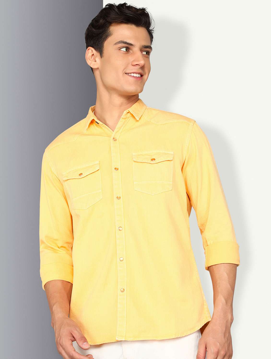 men solid long sleeve regular fit casual shirt