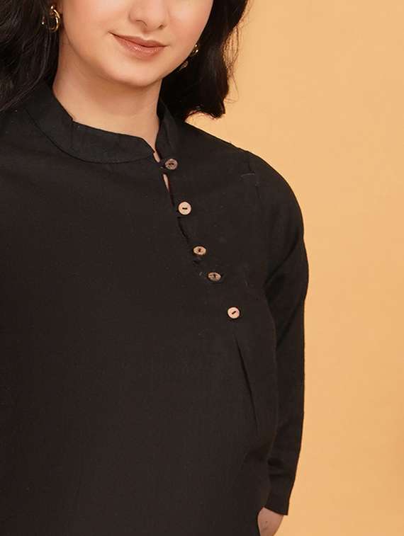 women solid three quarter sleeve ethnic top - 22541392 -  Standard Image - 1