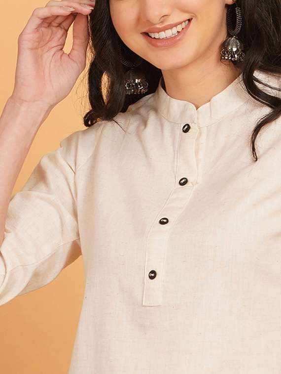 women solid three quarter sleeve ethnic top - 22541397 -  Standard Image - 1