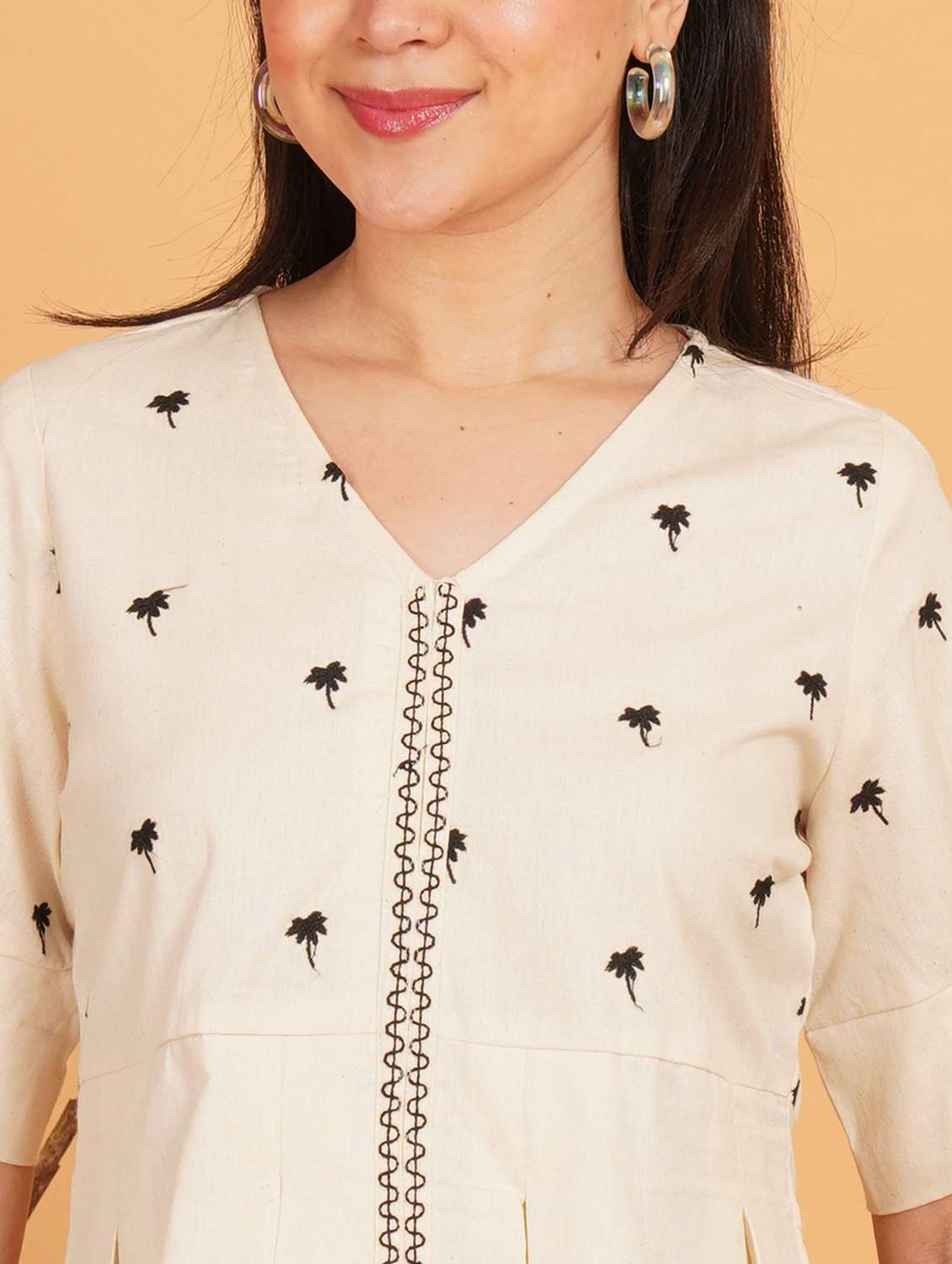 women embroidered puff sleeve a line top - 22541398 -  Standard Image - 1