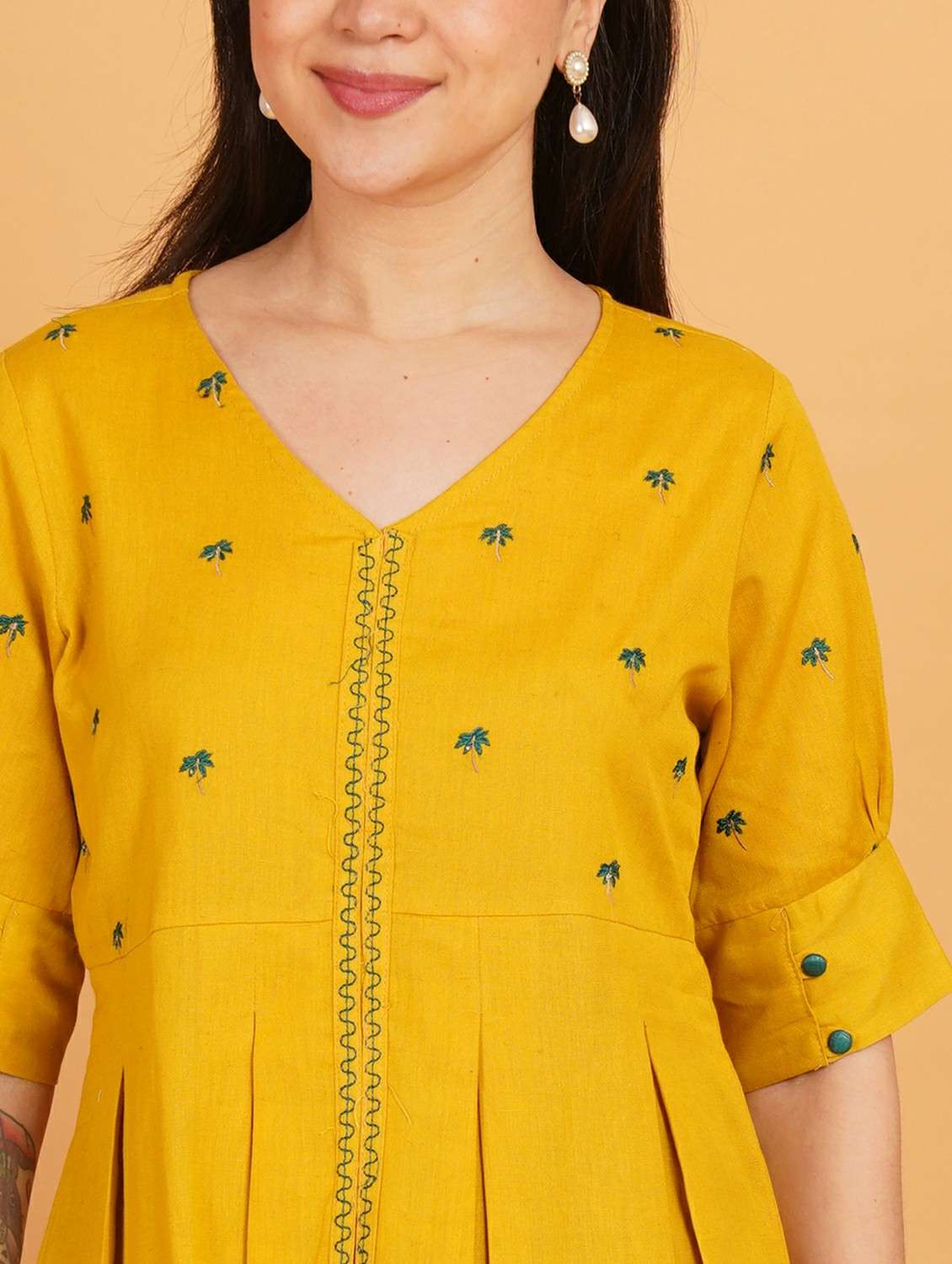 women embroidered puff sleeve a line top - 22541401 -  Standard Image - 1