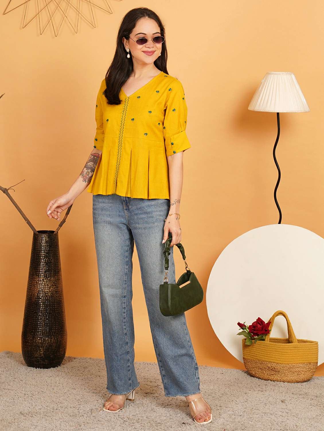 women embroidered puff sleeve a line top - 22541401 -  Standard Image - 4