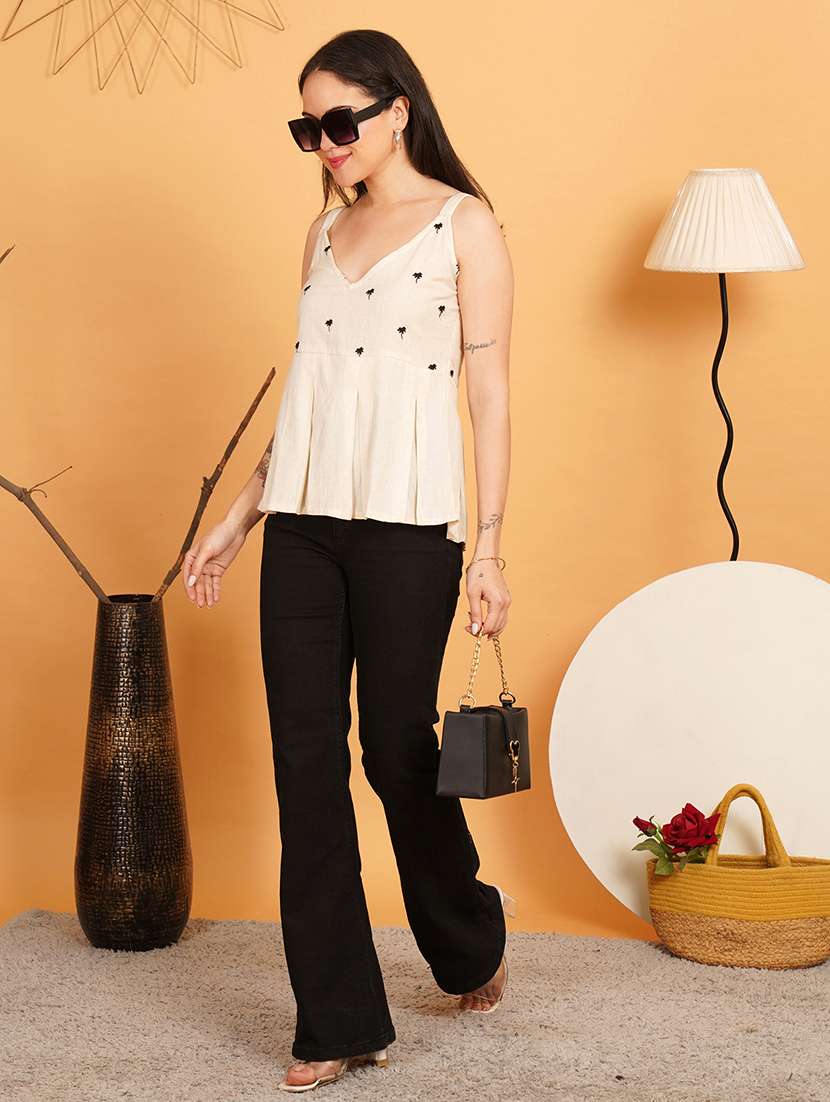 women embroidered shoulder strap ethnic top - 22541525 -  Standard Image - 6