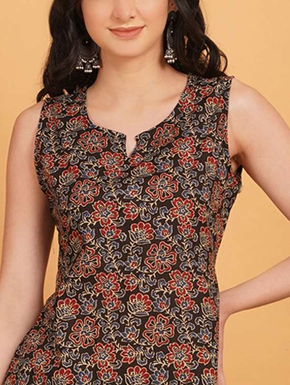 women printed sleeveless straight kurti - 22541644 -  Standard Image - 1