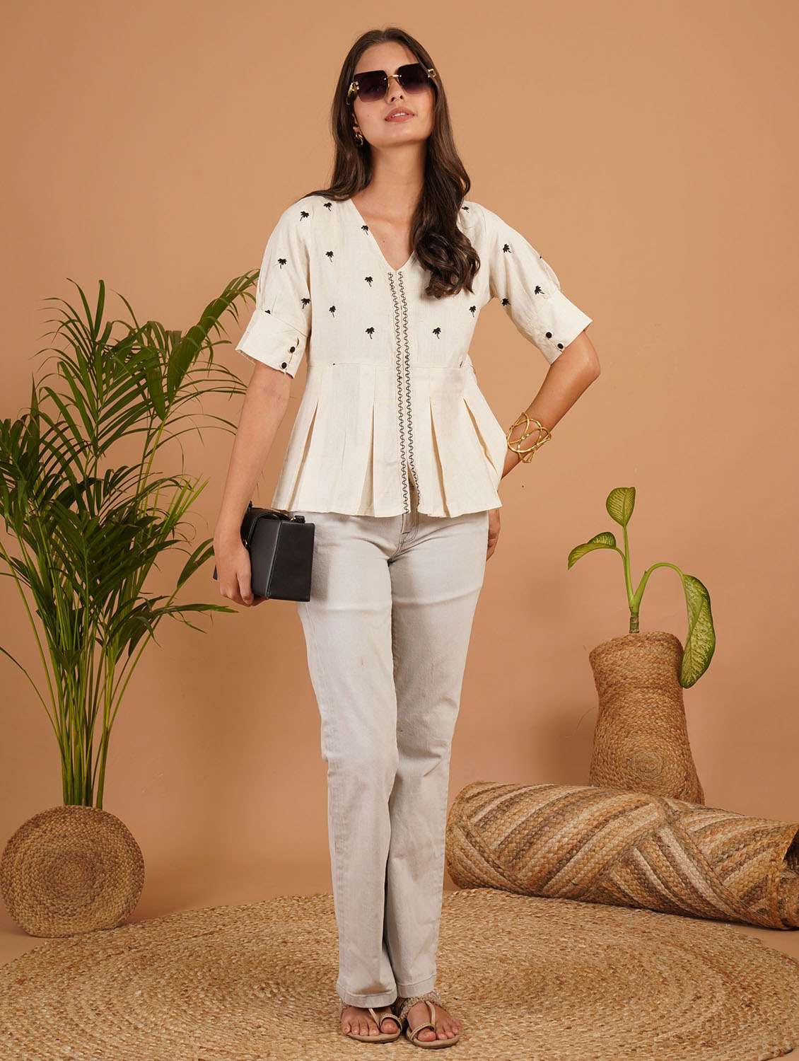 women embroidered puff sleeve a line top - 22541841 -  Standard Image - 4