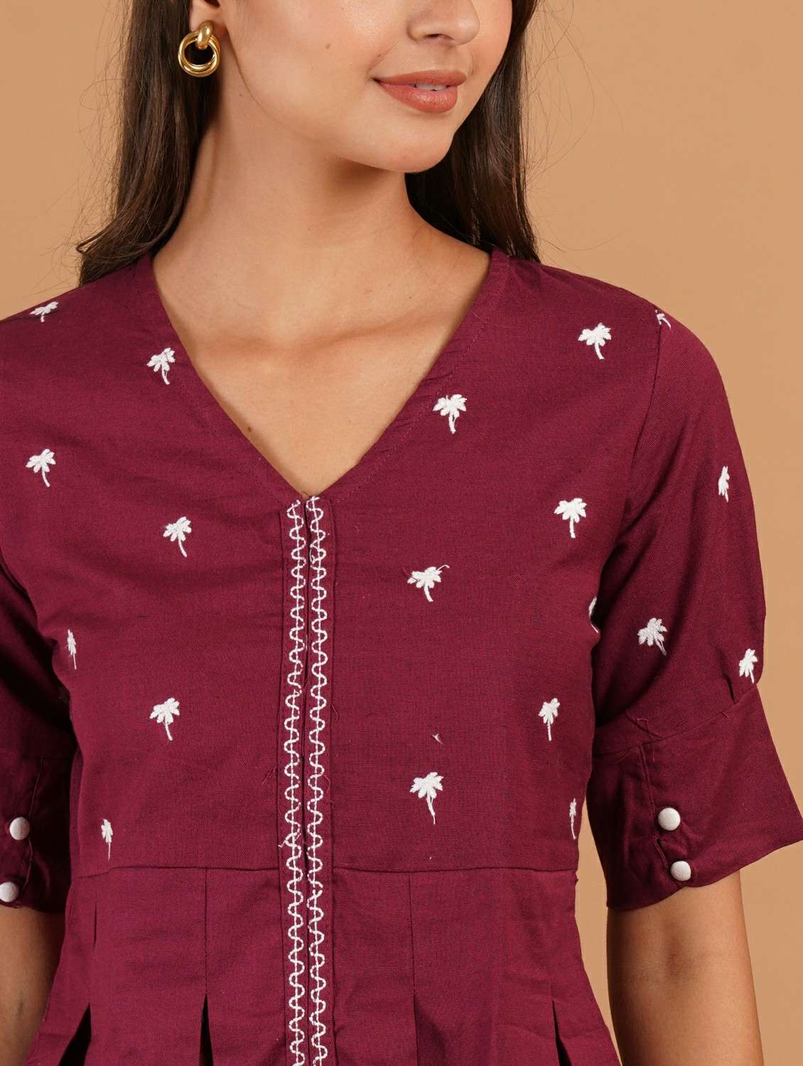 women embroidered puff sleeve a line top - 22541843 -  Standard Image - 1