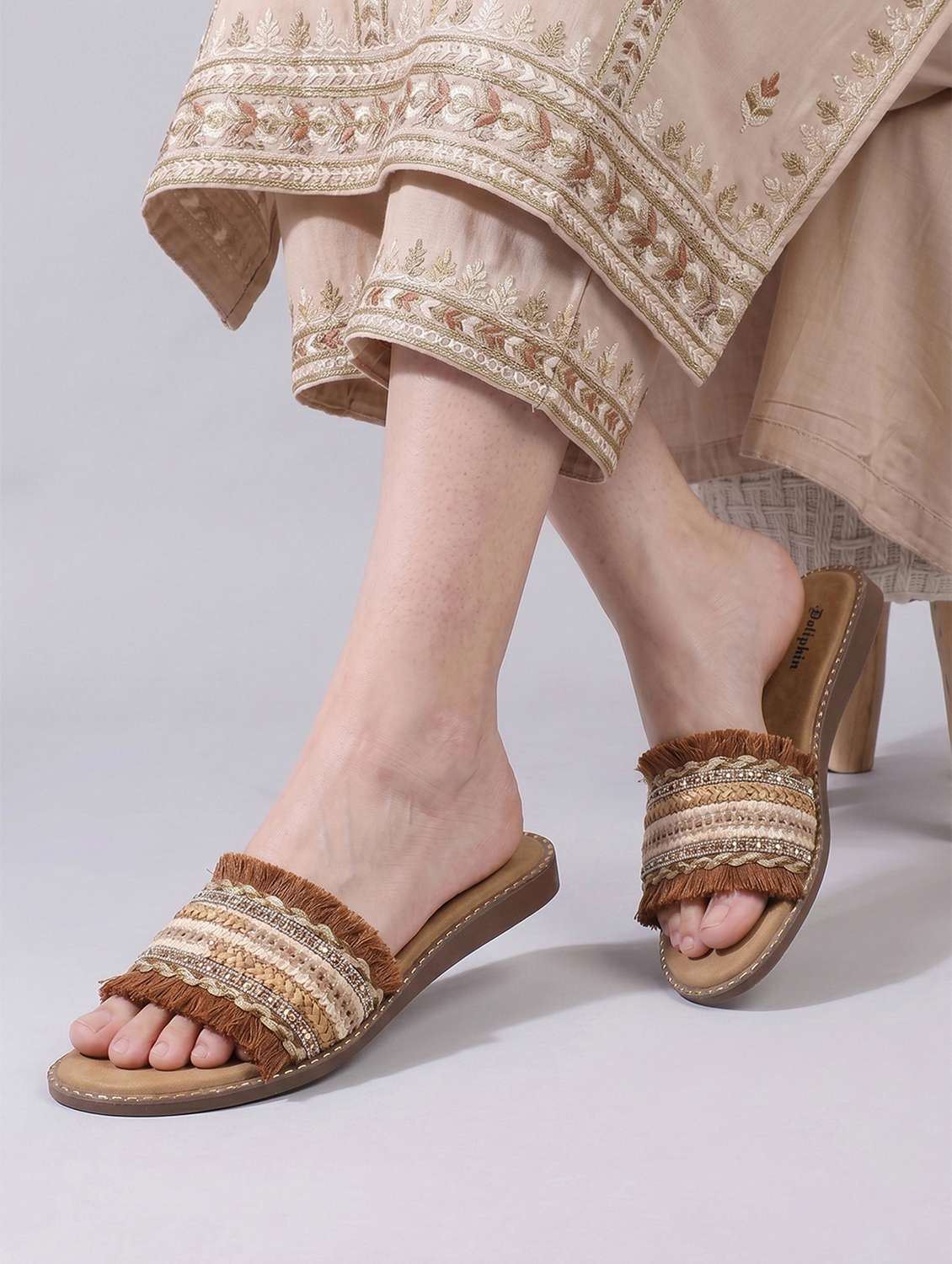 women embellished slip on flat - 22541899 -  Standard Image - 4