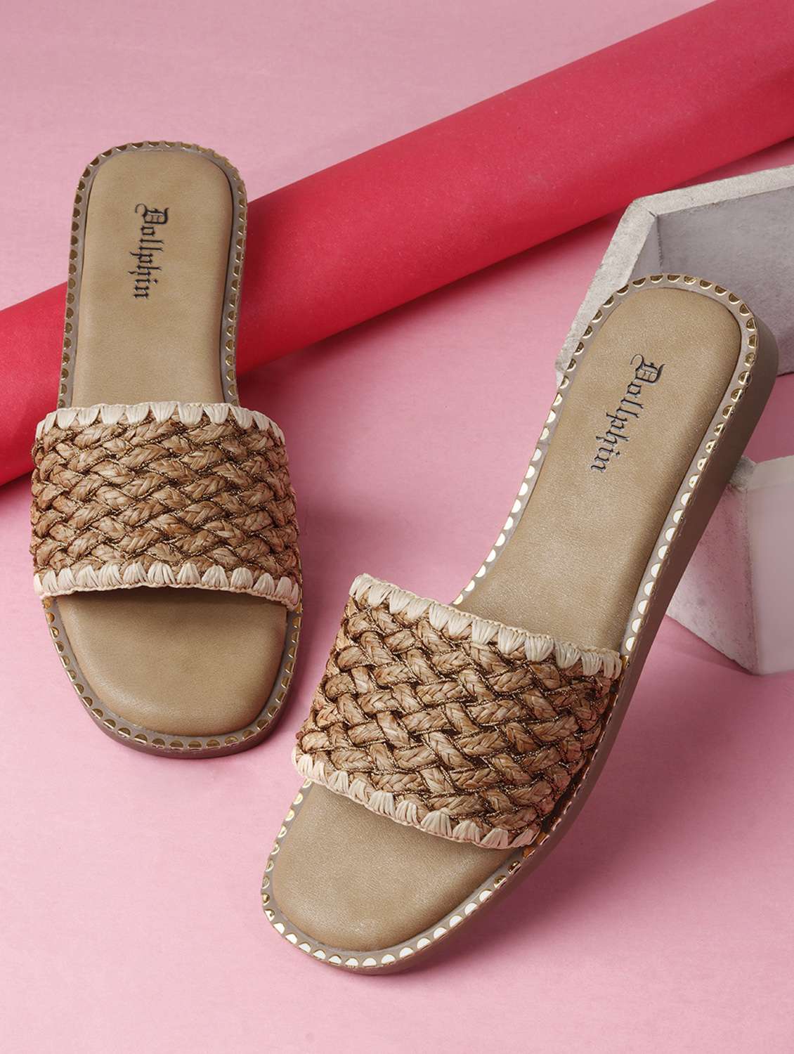 women textured slip on flat