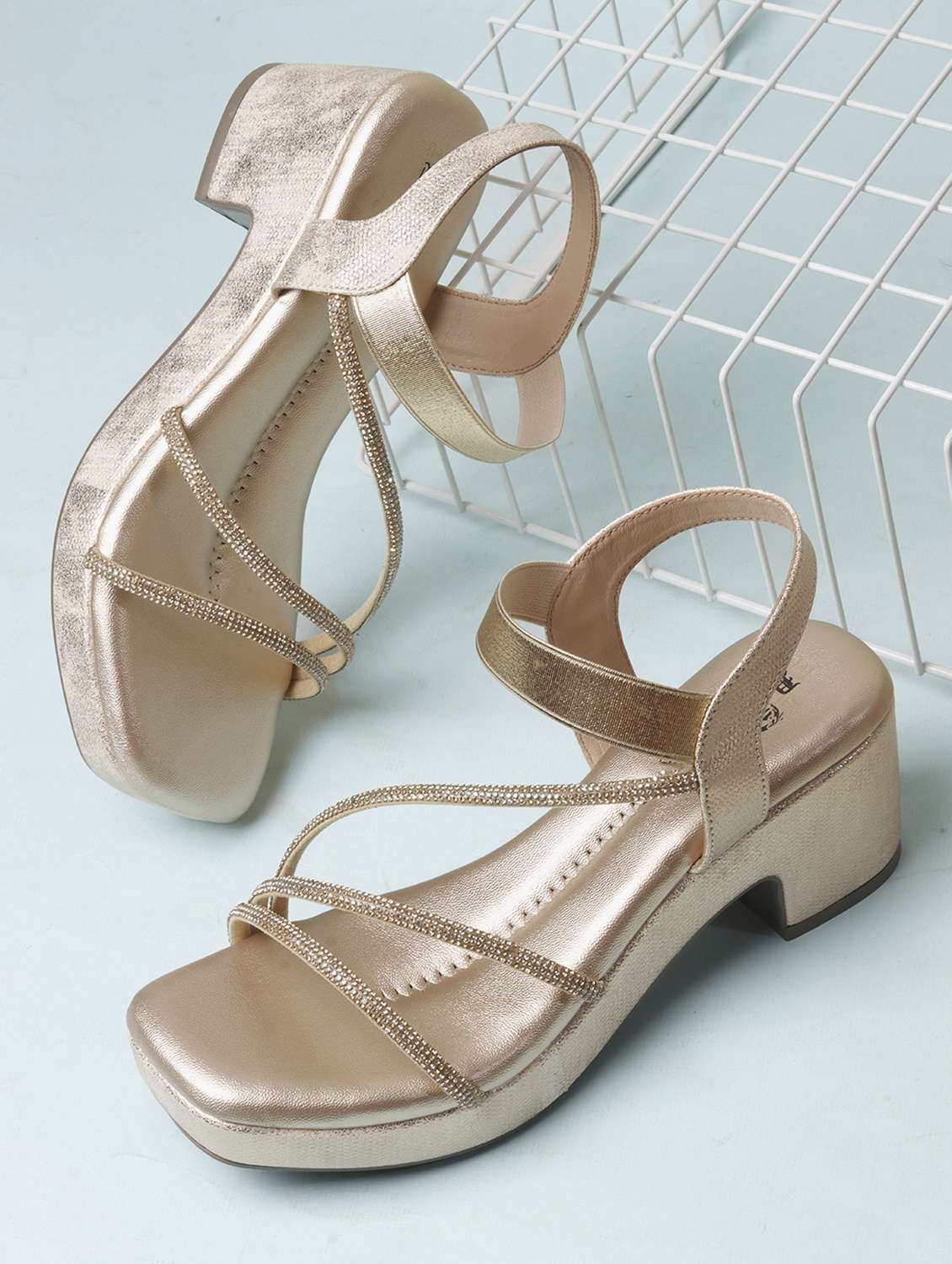 women embellished ankle strap sandal