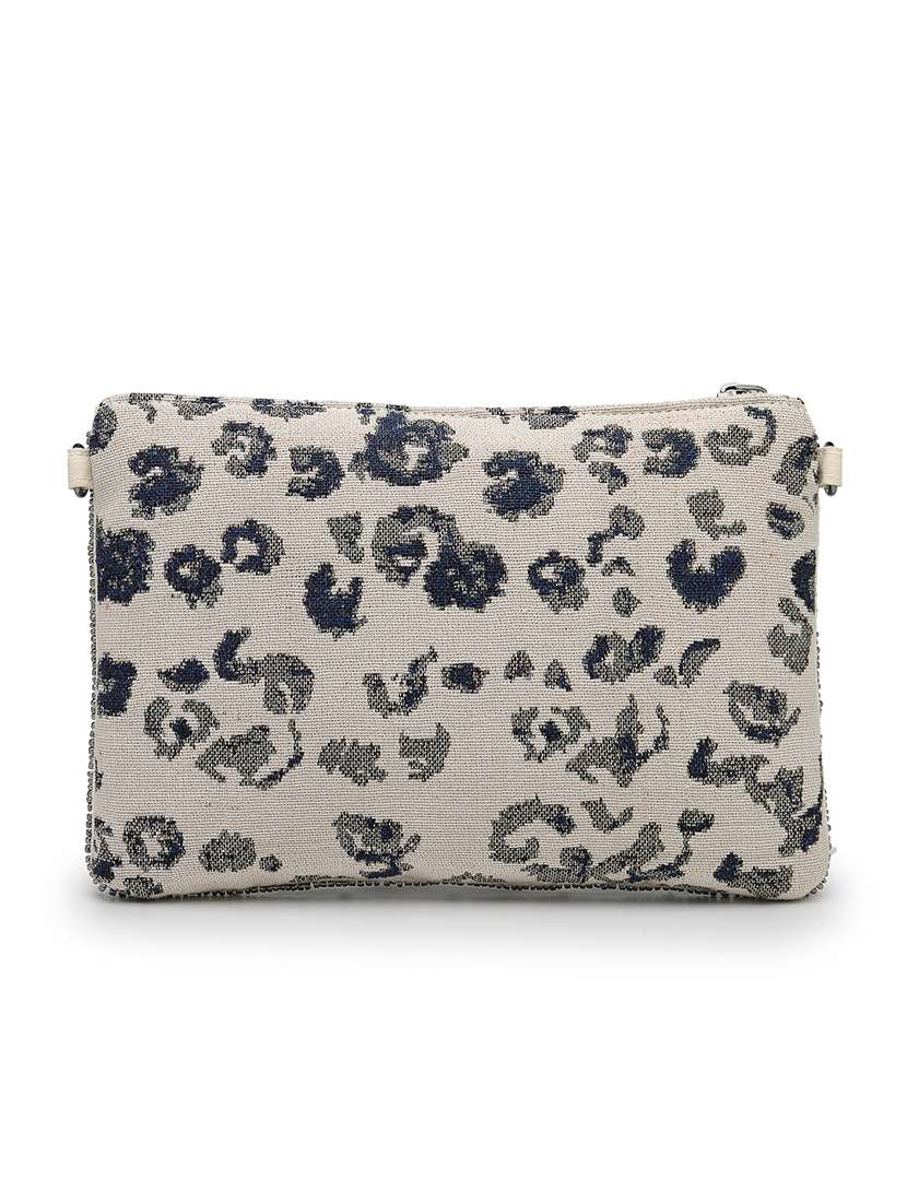 navy blue cotton floral embellished sling bag - 22541928 -  Standard Image - 1