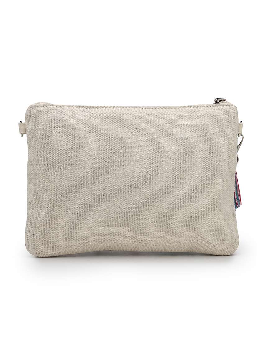anekaant cotton off white sling bag with embroidery - 22541932 -  Standard Image - 1