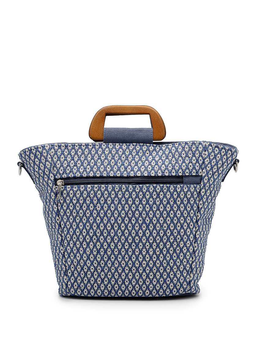 navy blue floral embroidery cotton handheld bag - 22541934 -  Standard Image - 1
