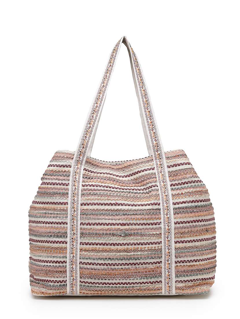 geometric pattern cotton canvas tote bag with button closure - 22541936 -  Standard Image - 1