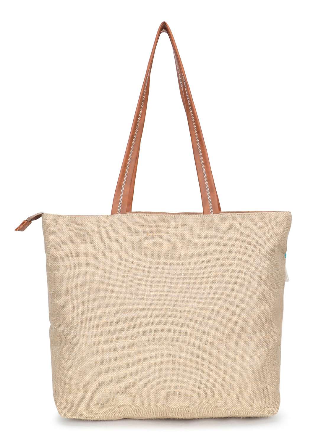 jute tote bag with zip closure casual beige - 22541938 -  Standard Image - 1