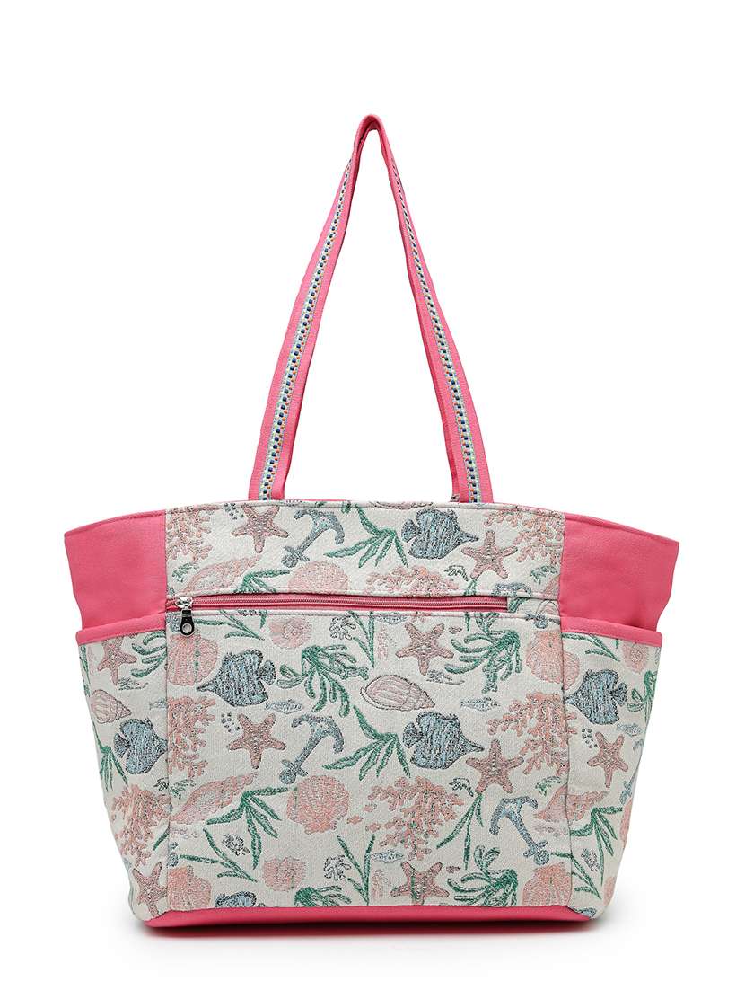 cream cotton embroidered floral casual tote bag - 22541939 -  Standard Image - 1