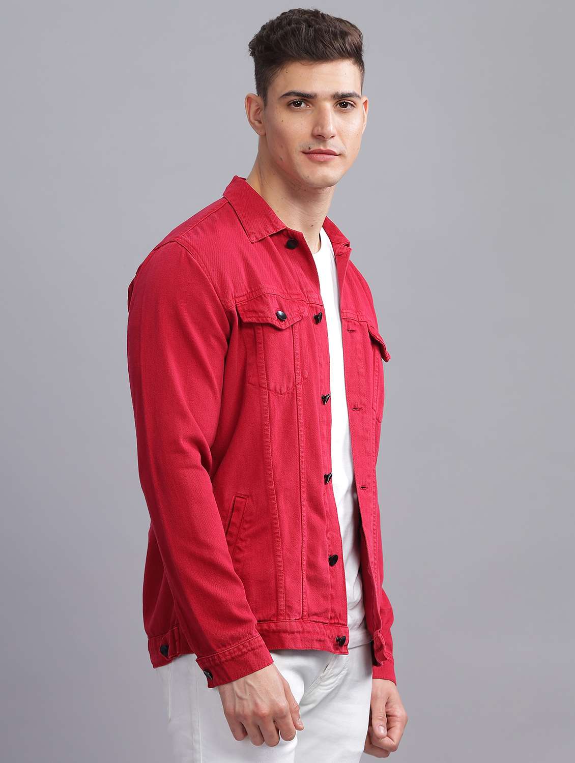 men solid long sleeve regular fit denim jacket - 22541941 -  Standard Image - 4