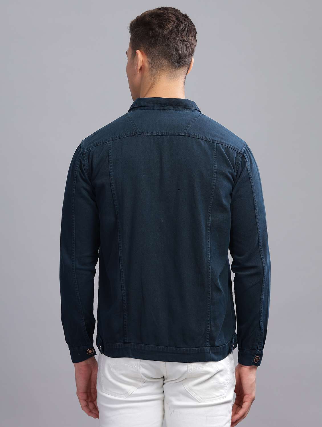 men solid long sleeve regular fit denim jacket - 22541943 -  Standard Image - 4