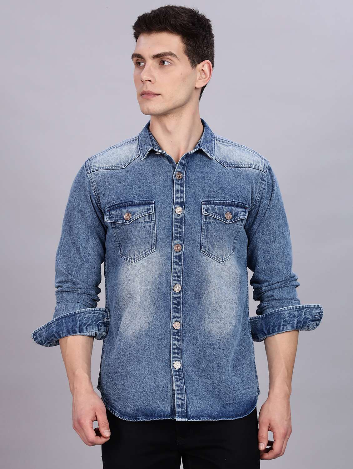 men solid long sleeve regular fit casual shirt