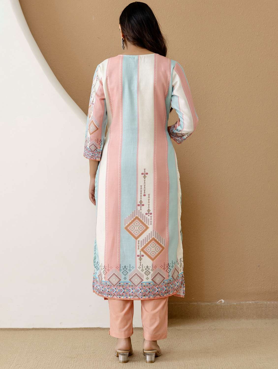 women printed three quarter sleeve kurta pant with dupatta set - 22542011 -  Standard Image - 4