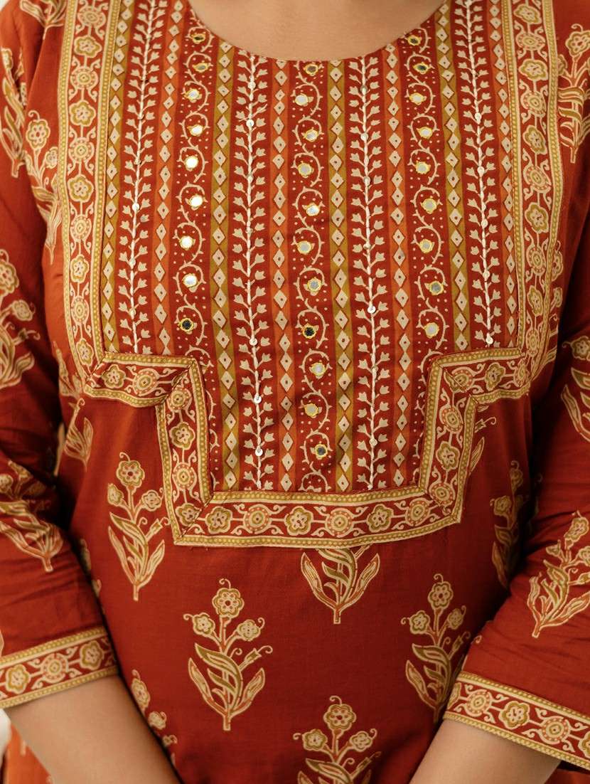 women printed three quarter sleeve kurta pant with dupatta set - 22542014 -  Standard Image - 1