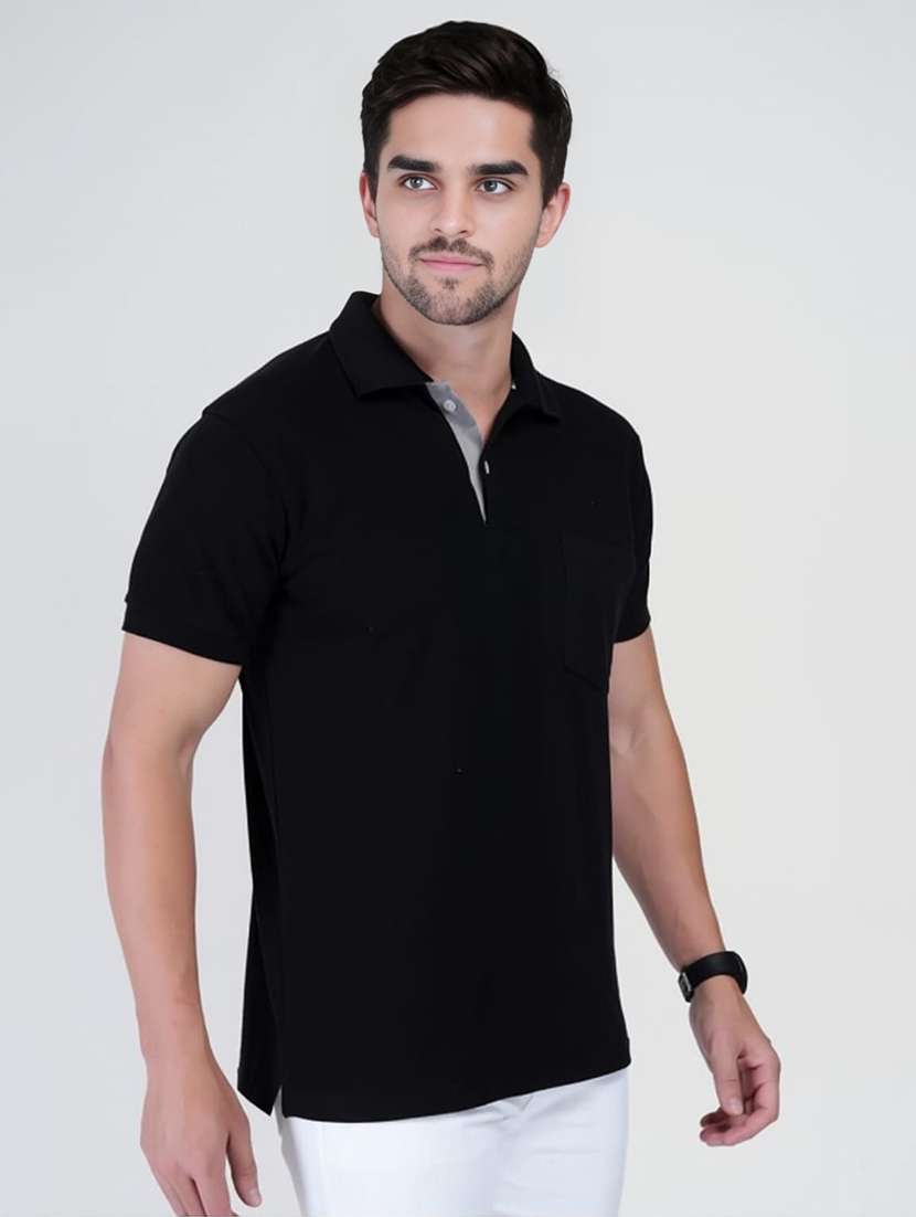 men solid short sleeve regular fit polo t-shirt