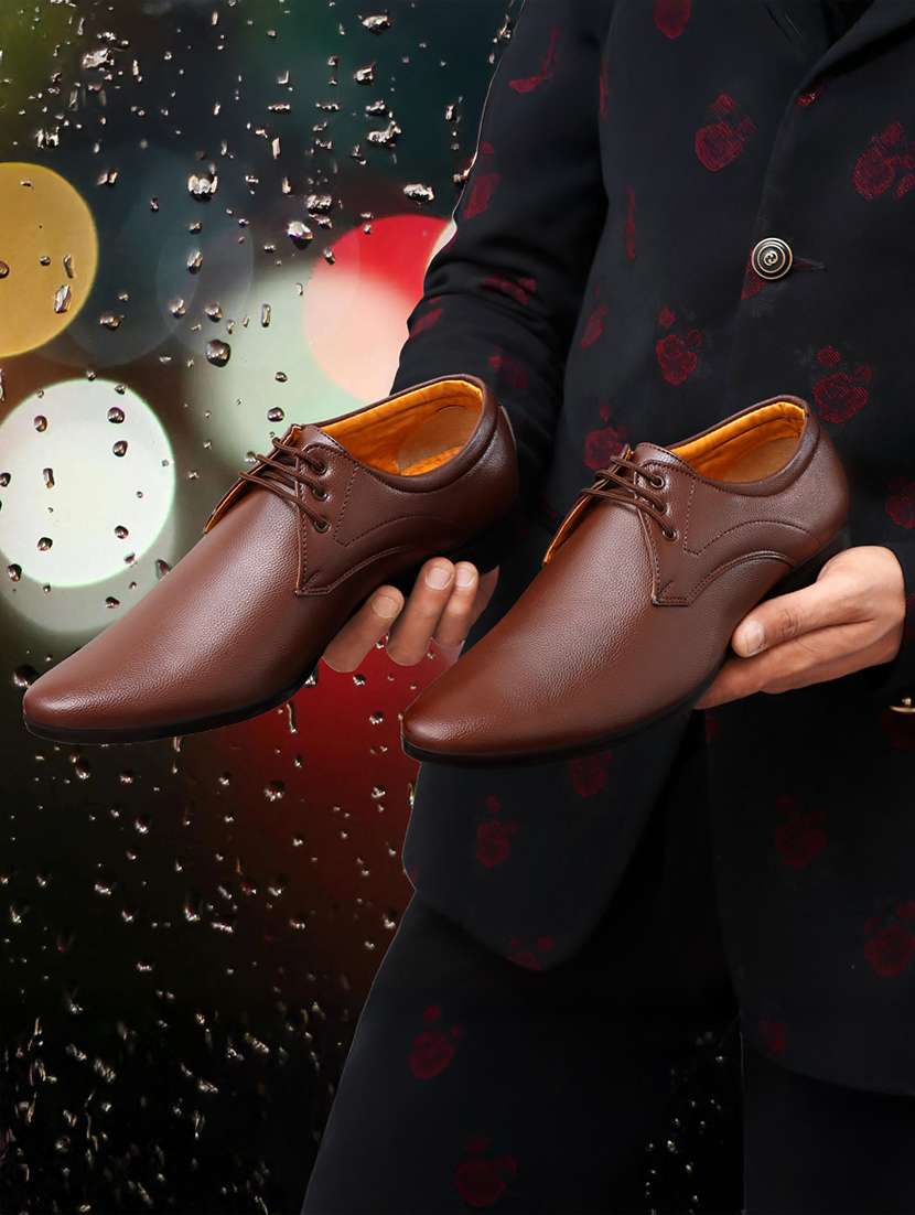 men solid lace up oxford shoes