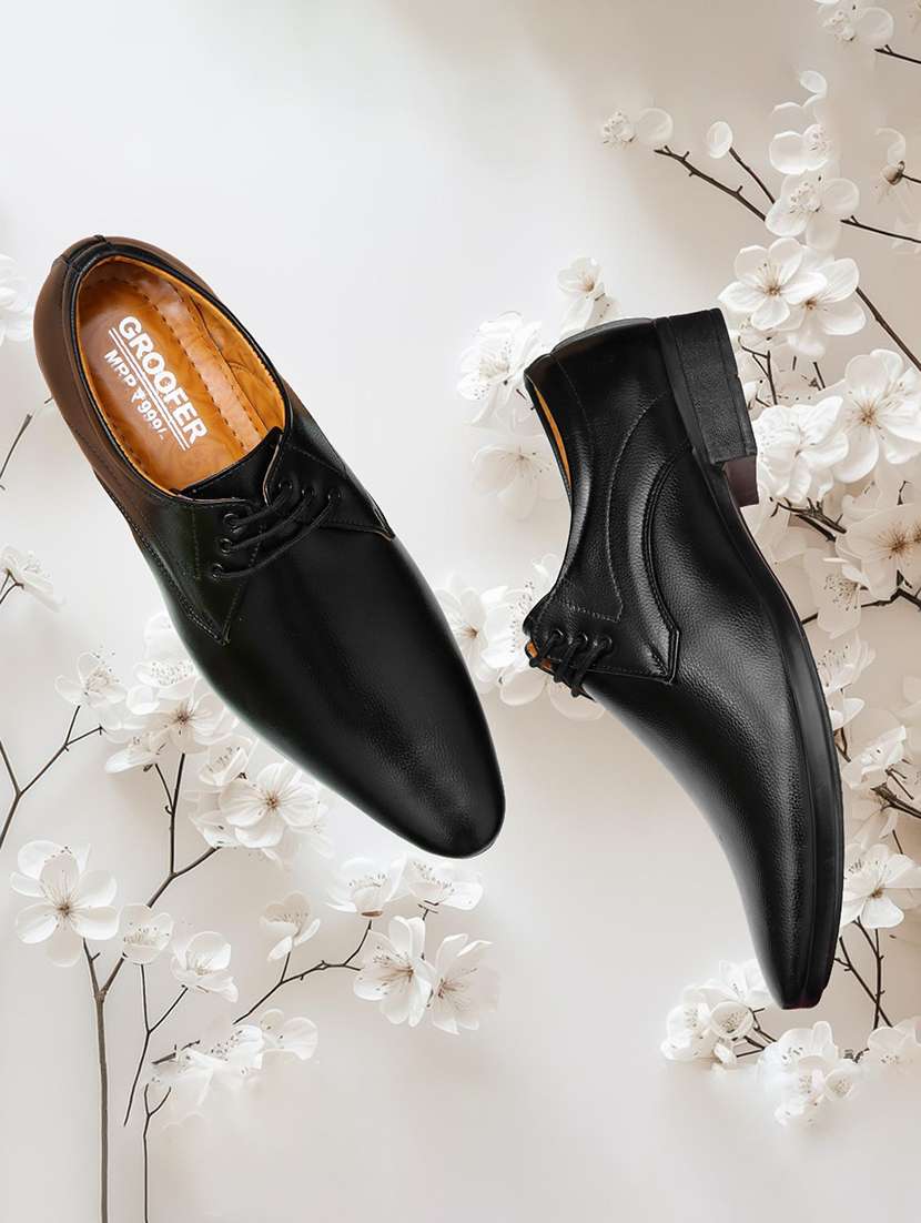 men solid lace up oxford shoes - 22542061 -  Standard Image - 1