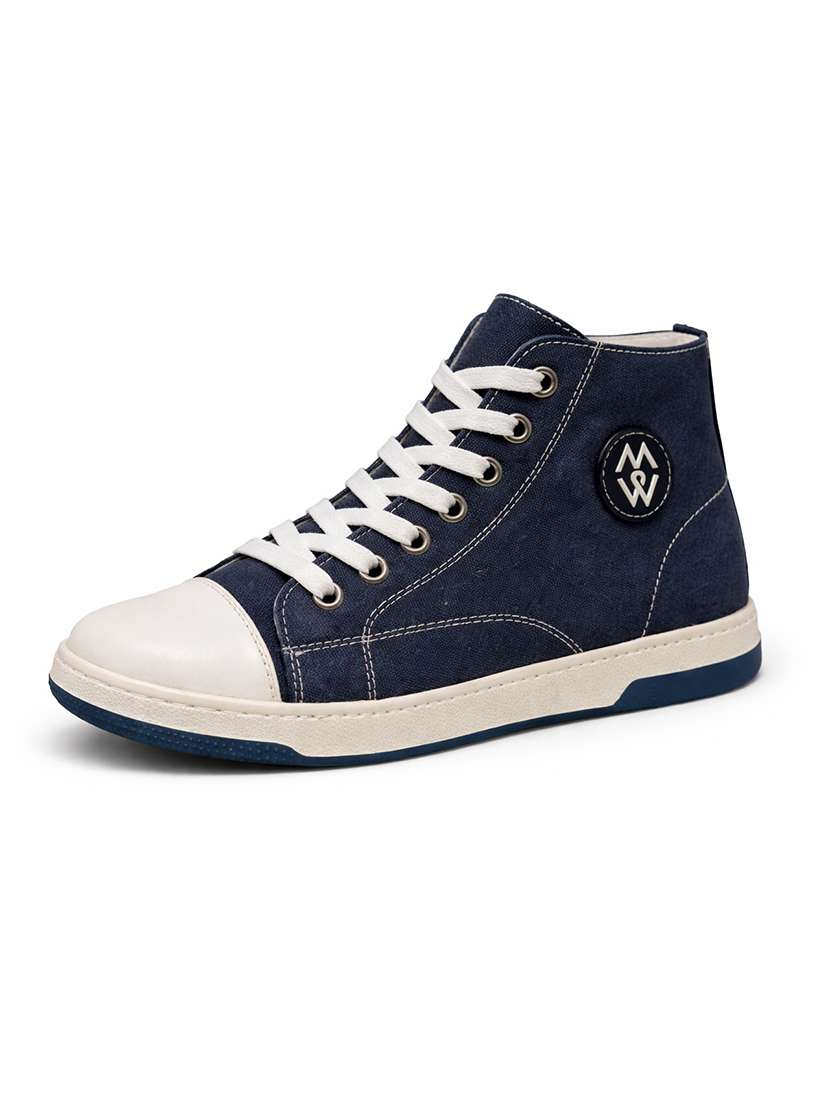 men solid lace up high ankle sneakers - 22542079 -  Standard Image - 1