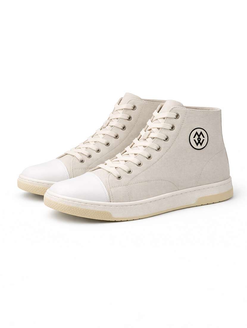 men solid lace up high ankle sneakers - 22542080 -  Standard Image - 1