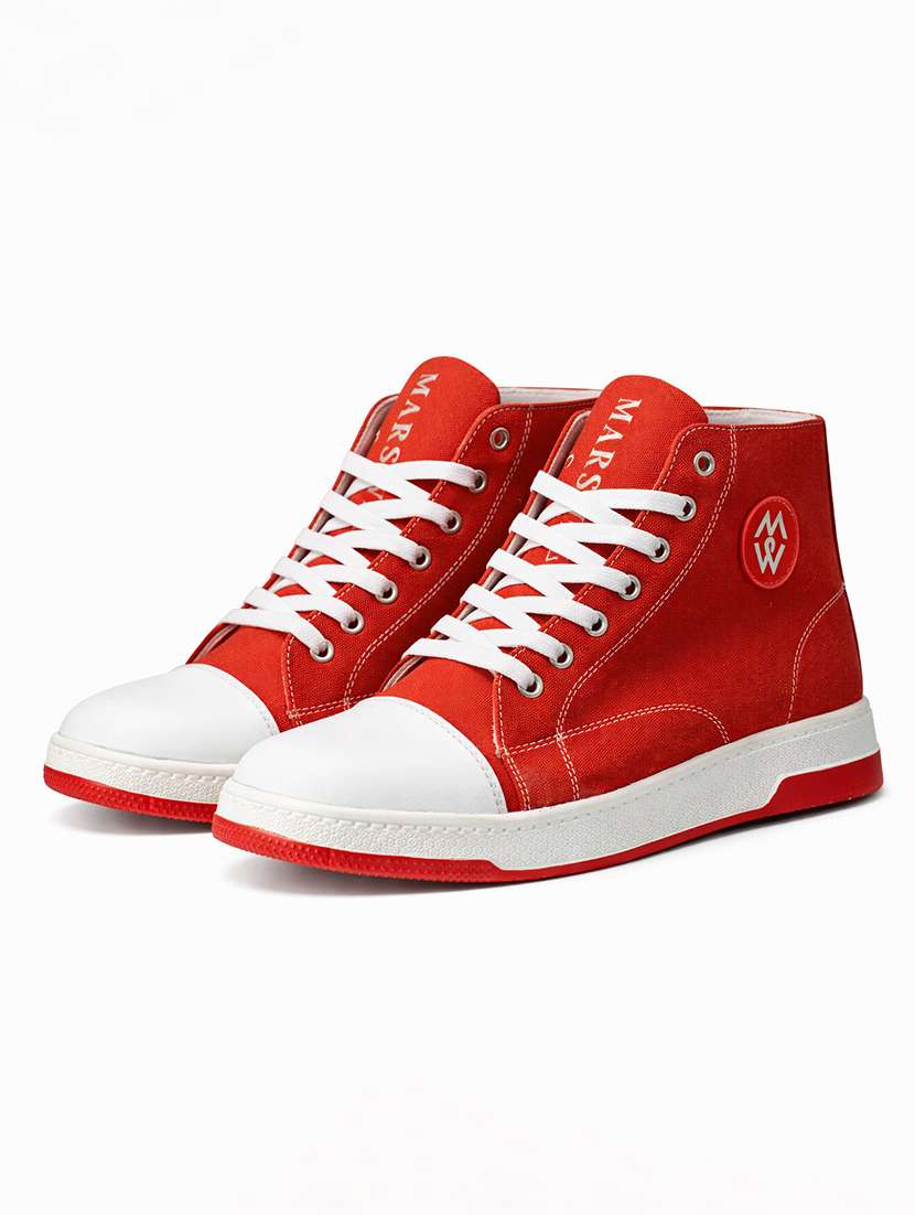 men solid lace up high ankle sneakers - 22542081 -  Standard Image - 1
