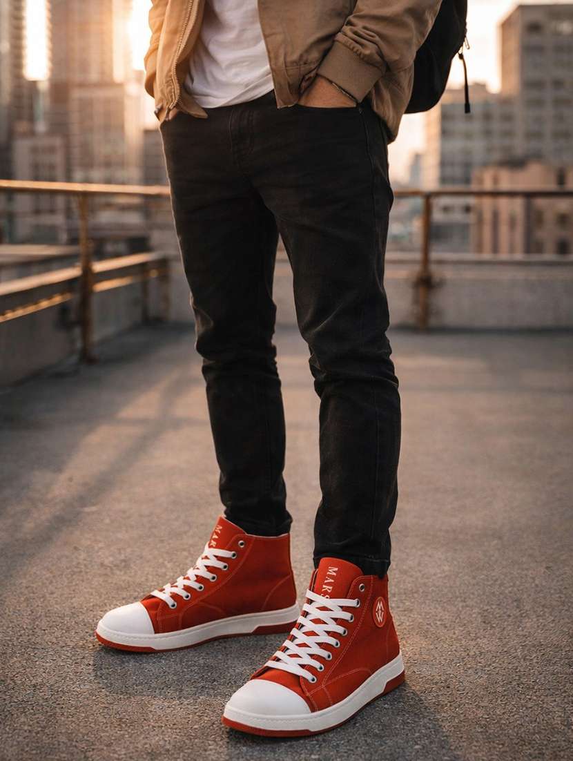 men solid lace up high ankle sneakers - 22542081 -  Standard Image - 4