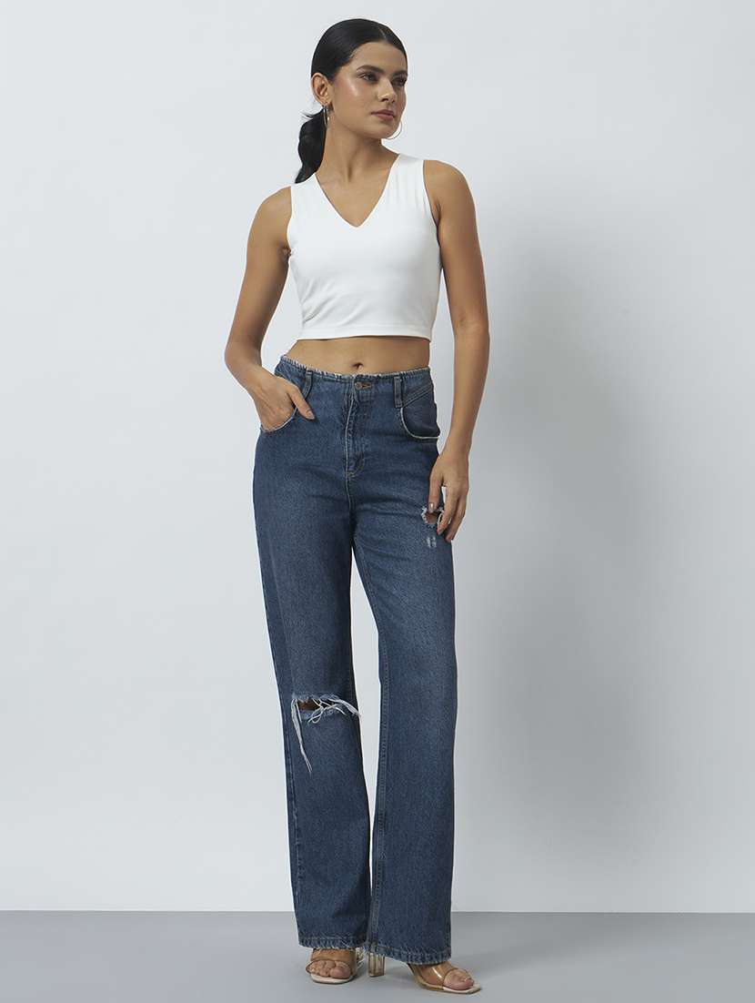 women solid sleeveless crop top - 22542098 -  Standard Image - 4